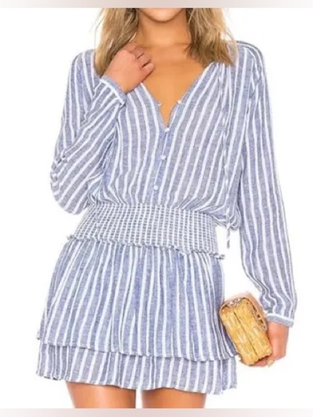 Rails Blue and White Striped Button-Front Dress